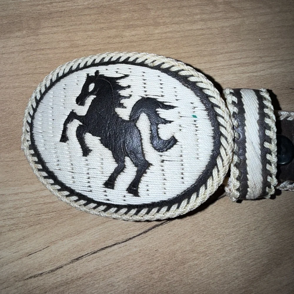 Western Embroidered Leather Belt Horse Head Design Bronco Horseshoe‎ Bull Boots